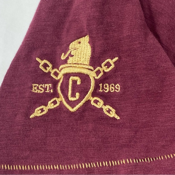 Vintage COOGI T-Shirt Men's XL Maroon V-Neck Retro Embroidered Short Sleeve - Picture 3 of 15